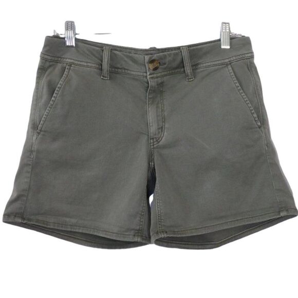 American Eagle Olive Green Super Stretch Flat Front Short Size 6 - Picture 1 of 10